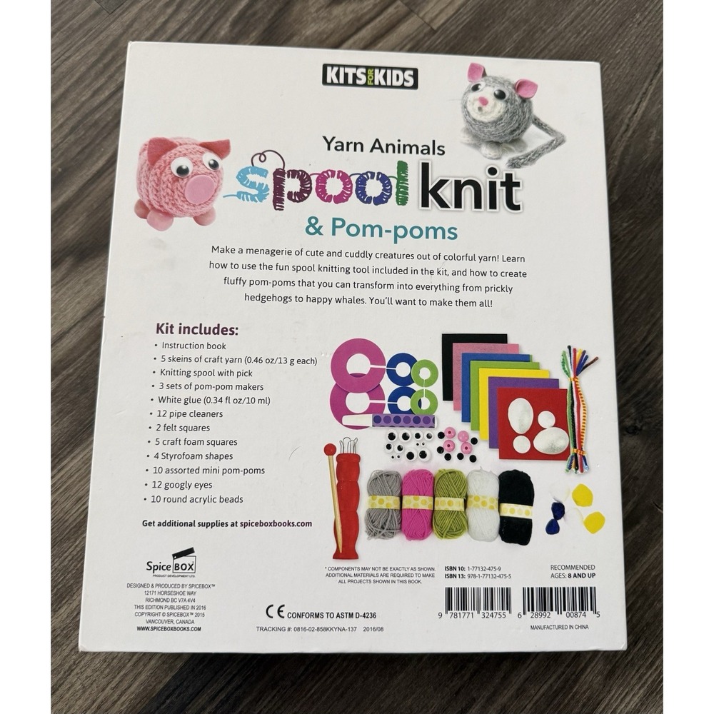 SpiceBox Kits for Kids Spool Knit‎ & Pom Poms Yarn Animals Kits - Missing Items - Picture 2 of 8